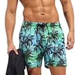 Men's Printed Swim Shorts with Drawstring Closure-image-78