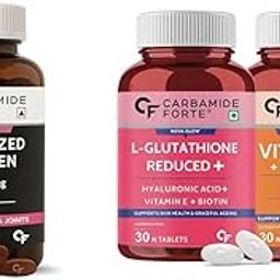 Carbamide Forte Hydrolyzed Collagen Tablets With Type 1 & 3 Collagen & Japanese Reduced L Glutathione And Vitamin C Supplements for Skin Health | 180 Tablets + 30+30 Tablets-image-63