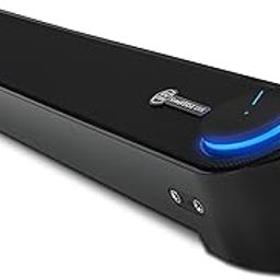 GOgroove USB Computer Speaker Mini Sound Bar - SonaVERSE UBR Under Monitor Desktop Speaker PC Soundbar w/Headphone and Mic Ports, Built-in LED Volume Knob, Easy USB Powered Wired Setup (Blackout)-image-29