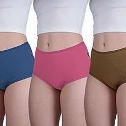 Women's Everyday Soft Cotton, High Hipster Full Coverage, Outer Elastic Solid Multicolor Solid Briefs-image-82