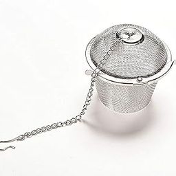 SHUANGYOU Stainless Steel Tea Filter Infuser 4.5cm Basket Shaped Tea Infuser for Green Tea Loose Tea Leaf and Tea Bags with a Chain and a Hook (Pack of 3)-image-6