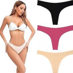 Women's Daily Use Lightweight V-Back G-String Cotton Blend Thong Panties (Pack of 3)-picture-5