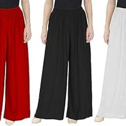 Rayon Palazzo Pants for Womens lPalazzo for Womens | Elastic Waistband l Non-Transparent l Stylish Comfortable Pants l Solid Black & Red & White-image-26