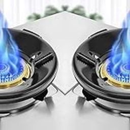 BLAZESKY PACK OF 2 Gas Saver Burner Cover Stand,Gas Chula Burner, 25.8 x 25.8 x 5.5 cm, Cold Rolled Sheet Metal, Heat Resistant, Black/Silver-image-41