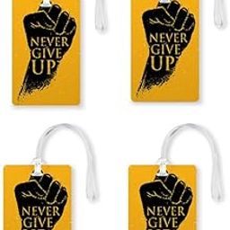 Never Give Up Luggage Tags, Bag Tag Travel Id Labels Tag for Baggage Suitcases Bags with Silicon|Set of 4 | Multicolor-picture-13
