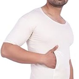 Cotton Men Pocket Interlock Half Sleeves Rns Vest Off White Color Pack of 1-image-44