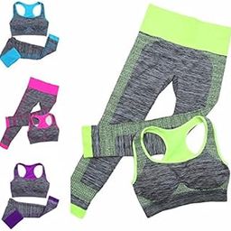 Women's Fitness Workout Clothing Gym Sports Running Slim Leggings Bra Gym Wear Cloth Set - (Multi-Colour, Standard)-37
