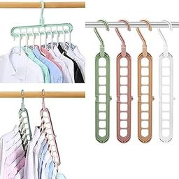 Hopopro Space Saving Cascading Clothes Hangers, 4 Pack, Polypropylene, Heavy Duty,Multifunctional Closet Organizers with 9 Holes for Heavy Clothes College Dorm Essential, (Multicolor)-picture-20