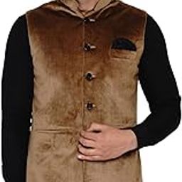 Men's Velvet Solid Green Nehru Jacket NEW-image-102