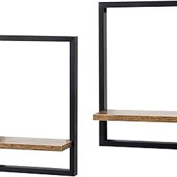 Genuine Decor Modern Floating Shelf Set of 2 Wall D?cor Shelf for Mini Plant Walnut Polish-image-2