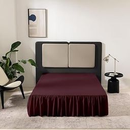 KANCHI DÉCOR - Microfiber Ruffle Bed Skirt Three Sided Coverage Shrinkage and Fade Resistant Dust Ruffle Bed Skirt with Platform, 18 Inch Drop King Bed 72x84 Inch | Wine-image-14