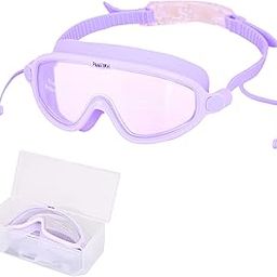 PANFIKH Swimming Goggles for Kids 6-14 Ages with Adjustable Strap Swimming Accessories Clear Lenses Swimming Goggles for Women Swimming Gear - Big Frame Goggle, Leakproof, Anti-Fog (Purple)-image-5