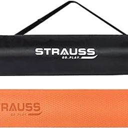 Strauss Anti Skid EVA Yoga Mat with Carry Bag, 8mm, (Orange)-picture-30