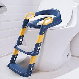 AZRMOH Baby Potty Training Seat Toilet Ladder With Handle For Child Toilet Comfortable Cushion Seat with Step Up Training Stool Adjustable Height,Foldable,Easy to Store,Splash Guard (Multi)-picture-20