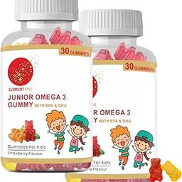 Element One Junior Omega 3 Fish Oil Gummies with EPA & DHA, Strawberry Flavour for kids Childrens and Adults 60 Gummies Pack of 2-image-27