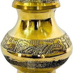 Sausthav Brass Kamandal | Gangajali | Kalash | Lota | Patra with Lid | Holy Water Pot for Gangajal | Ideal for Temple, Home & All Poojas (10.5 CM x 4.5 CM)-image-50