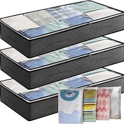 Underbed Storage Bag 3Pack 90L Large Under Bed Storage Box with 4 x Large Zip lock Bags - Clothes Storage Bag with PVC Window for Clothes, Duvets, Comforters, Blankets, Bedding, Quilts-picture-16