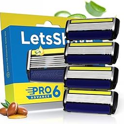 LetsShave Pro 6 Advance Manual Shaving Razor Blades Refills (Cartridge), Pack of 4, World's First 6-Blade & Precison Back Blade with Argan Oil & Aloe Vera Infused Moisture Bar, Blades for Men-13