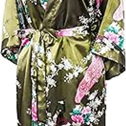 Kimono Robe Long 16 Colors Peacock Bridesmaid Bridal Shower Womens Gift-image-55