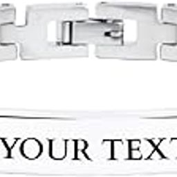 Personalized ID Chain Links Bracelet with Free Custom Inspirational Text Engrave Name Mantra Text Minimalist Bracelet for Men-image-44