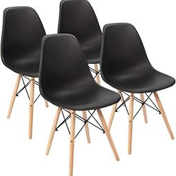 Amazon Brand - Umi Styliest Modern Armless Side Chairs Molded ABS Plastic with Wood & Black Accents Dining Chair Black Color (Set of 4)-image-45