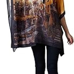 Women's || Multicolored Building Scenery Printed Kaftan Top || Viscose Material || Top Kaftan for Women || Short Kaftan-picture-17