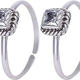 925 CZ Silver Toe Rings (Leg Finger Rings) In Pure 92.5 Sterling Silver For Women | Toe Rings for Women and Girls | Chandi Bichiya-image-90