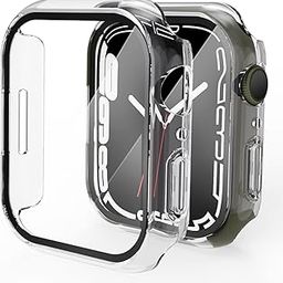 VEMIGON Hard PC Case Compatible with Apple Watch Series 9, 8 and 7 41mm with Tempered Glass Screen Protector, Full Coverage, Touch Sensitive, Ultra-Thin HD Bumper Protective Cover - (41mm Clear)-16