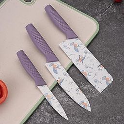 Stainless Steel 3 Pieces Kitchen Knives Set Chef Knife Set.Meat Knife with Sharp Blade with Ergonomic Handle for Home Kitchen and Restaurant (Purple)-19