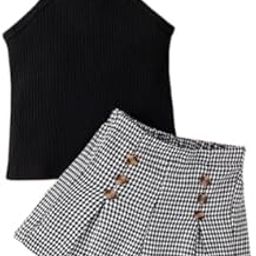 Baby Girls Solid Cotton Blend Style Top and Shorts Set for kids (Black)-image-3
