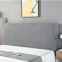 HOMETHREADS Stretchable Lycra/Velvet Bed Headboard Cover Soft BedHead Dust-Proof Cover,Head Back Protector for Your Leather/Cloth/Wooden Bedside|5 to 6.5 Feet Bed Back Cover (Light Grey, 172x65cm)-image-63