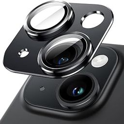 Casual Need Camera Lens Protector for iPhone 15 / iPhone 15 Plus Full Coverage 9H Tempered Glass Ring Cover, Metal Plate, Case Friendly (Black)-12