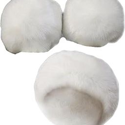 Faux Fur Cuffs Headband Arm Warmer for Cold Winter Decorations White-image-38
