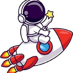 TripodBrothers - Astronaut Pointing at Rocket Cartoon Wall Decal - 45 cm x 45 cm - Space Theme Vinyl Sticker for Bedroom or Playroom Decor - Cartoon Space Wall Art Decals (Pack of 1) EAMAS18X18-12-15