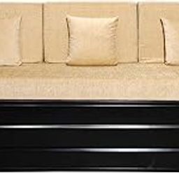 ROYAL BED MANUFACTURER Elegant King Size Matte Black Metal Sofa Cum Bed with Hydraulic Storage - 3 Seater, Cream Finish (6X6)-image-89