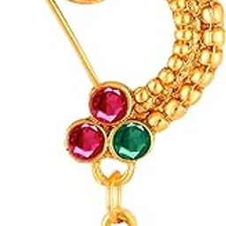 Vighnaharta Gold Plated Alloy and CZ stone Non Piercing Maharashtrian Nath Nathiya./ Nose Pin valentine day gift valentineday gift for her gift for him gift for women gift for women {VFJ1116NTH-Press }-image-91