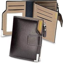 13 Pocket Large Pu Leather Credit Debit Zipper Card Holder Wallet Coin Purse for Men & Women - (12 x 9.5 X 3 cm, Dark Brown)-53