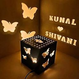 Customize Couple Name Wooden Square Shadow Box (Black, Medium)-image-48