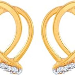14k (585) Yellow Gold and American Diamond Stud Earrings for Women-image-46
