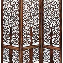 Artesia Wooden Room Partitions, Room Divider Screen Separator and Room Dividers Wall Panels for Living Room (Brown) (3 Panel)-image-11