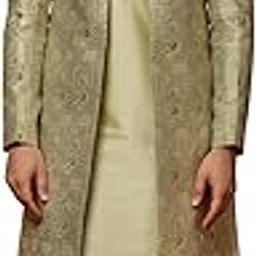 Men's Black and Maroon Indo-Western Kurta Sherwani Churidar Set Cotton Silk Full Sleaves, Knee Length, Straight, Regular Fit, Mandarin Collar Ethnic Casual-image-3