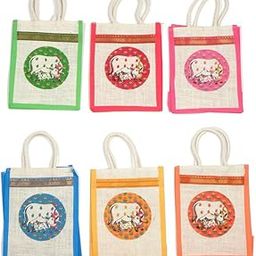 SAINIK'S - ACCESS TO QUALITY Cow Print Jute Bags with Contrast Cow/Khamdhenu Print for Return Gifts | Jute Thamboolam Bags for Return Gifts | Wedding Return Gifts Jute Bag -25X20X10 CM-32