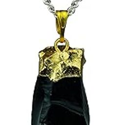 Charged Energized Raw Stone Pendant Golden Tone Dipped with Metal Chain | Raw Stone Pendant for Women and Men-image-12