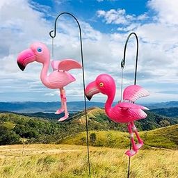 ARUNA DECOR PVC & Metal Colourful Birds Set of 2 Garden Decoration Outdoor Sticks/Stakes(Lawn Decor, Garden Decor, Outdoor Decor Stick) [15x9x10 cm] (Flamingo New)-23