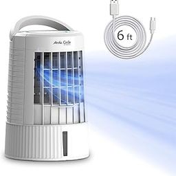 Symphony Mini Evaporative Air Cooler for Bedroom, Office, Camping, RV with 3 Speed, LED Touch Panel, USB Portable Air Cooling Fan, White-picture-24