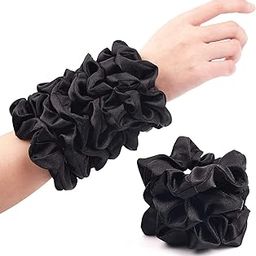 BIG BOX BLACK 12 piece Silk Scrunchies Satin Silk Scrunchie Elastic Hair Bands Women Scrunchy Hair Ropes Rings Set-image-102