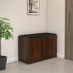 Nilkamal Metro 2 Door Engineered Wood Shoe Rack with Cushioned Seat and 3 Shelves | Walnut | Store up to 12 to 15 Shoes-image-9