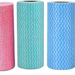 KASA Non-Woven Reusable Kitchen Towel Roll, Highly Absorbent, Multicolour, Pack of 2 (80 Pulls Per Roll, 160 Sheets)-picture-24