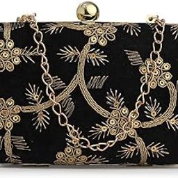 Off White & Gold Embroidered Box Clutches For Girls and womens-image-76