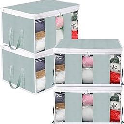 Kuber Industries Underbed Storage Bag | Non-Woven Storage Bag | Storage Organizer with 3 Partitions | Blanket Cover with Side Handles | Jumbo Storage Cover | Pack of 4 | Gray-image-23